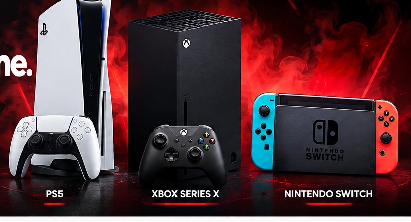 PlayStation 5, Xbox Series X and Nintendo Switch consoles